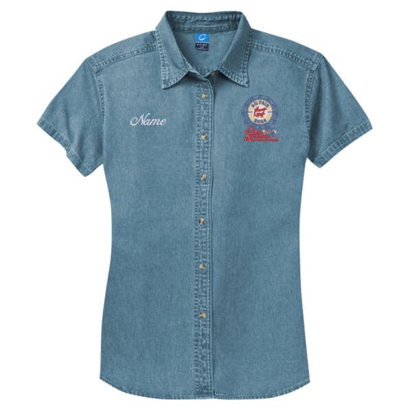 Committee Ladies Short Sleeve Value Denim Shirt - Farris Wheel Logo
