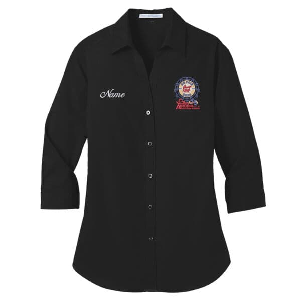 Committee Ladies 3/4 Sleeve Carefree Poplin Shirt - Farris Wheel Logo